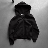 Sudadera básica oversize con capucha y cremallera – Negro