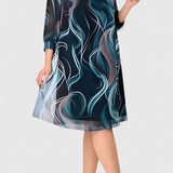 Vestido de Gasa con Estampado Ocean Whirl y Corte Fluido