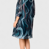 Vestido de Gasa con Estampado Ocean Whirl y Corte Fluido