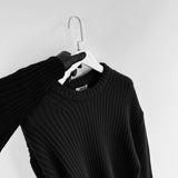 Jersey de estructura a rayas y corte holgado – Negro