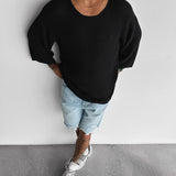 Camiseta larga oversize de punto – Negro