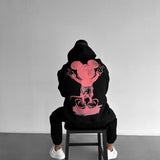 Sudadera oversize con capucha Mouse – Negro y rosa