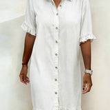Vestido Camisero Denim con Volantes