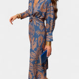 Vestido Maxi con Escote en V y Nudo Frontal