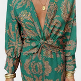 Vestido Maxi con Escote en V y Nudo Frontal
