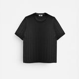 Camiseta de punto a rayas de corte regular – Negro
