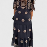 Vestido de Verano Elegante de Malla con Diseño Hueco y Corte Fluido
