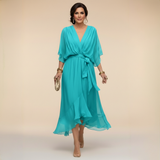Vestido de Chifón con Escote en V