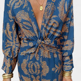 Vestido Maxi con Escote en V y Nudo Frontal