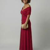 Vestido Midi Off-Shoulder con Escote Drapeado