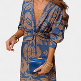 Vestido Maxi con Escote en V y Nudo Frontal