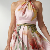 Vestido Maxi Halter con Estampado Floral Grande