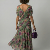 Vestido Midi Off-Shoulder con Escote Drapeado