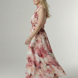 Vestido Midi Halter con Cintura Fruncida