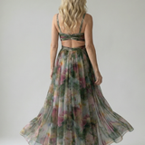 Vestido Maxi Cruzado con Degradado de Color y Tirantes Finos