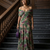 Vestido Midi Off-Shoulder con Escote Drapeado