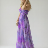 Vestido Maxi Cruzado con Degradado de Color y Tirantes Finos