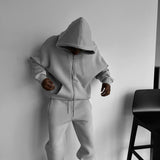 Sudadera básica oversize con capucha y cremallera – Gris