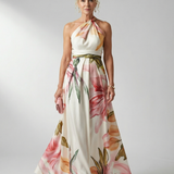 Vestido Maxi Halter con Estampado Floral Grande