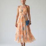 Vestido Midi Halter con Detalle Fruncido
