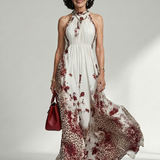 Vestido Maxi Floral de Manga Larga con Falda Voluminosa