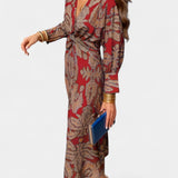 Vestido Maxi con Escote en V y Nudo Frontal