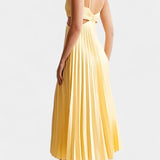 Vestido sin Mangas Plisado con Corte Lateral y Detalle Torcido