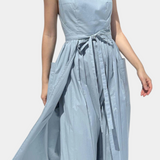 Vestido Largo sin Tirantes con Cordones Laterales Ajustables