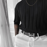 Camiseta de punto a rayas de corte regular – Negro