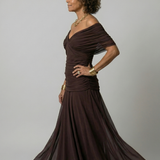 Vestido Midi Off-Shoulder con Escote Drapeado