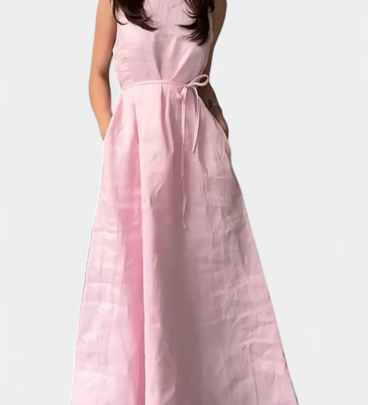 Vestido Suave sin Mangas con Lazo Ajustable