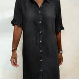 Vestido Camisero Denim con Volantes