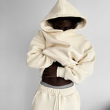 Sudadera básica oversize con capucha – Blanco antiguo