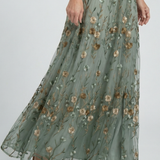 Vestido Maxi Halter Floral en Verde Salvia
