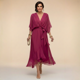 Vestido de Chifón con Escote en V