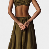 Vestido Midi con Dobladillo de Burbujas y Corsé Ajustado