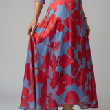 Vestido Midi Floral con Escote Cruzado y Manga Tres Cuartos