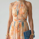 Vestido Midi Halter con Detalle Fruncido
