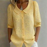 Clotilde™ | Blusa con cuello Peter Pan y bordado floral