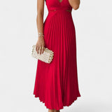 Vestido sin Mangas Plisado con Corte Lateral y Detalle Torcido