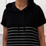 Vestido Casual con Capucha y Rayas de Punto