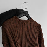 Jersey oversize lavado de canalé – Marrón
