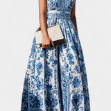 Vestido A-Line Estampado Floral con Cuello Solapa