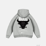 Sudadera oversize con capucha Bull – Gris seta