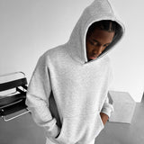 Sudadera básica oversize con capucha – Gris claro jaspeado