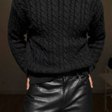 Jersey oversize de punto trenzado – Negro