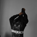 Sudadera oversize con capucha Conquer – Negro