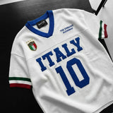 Camiseta oversize de punto Italia – Blanco