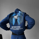 Sudadera oversize con capucha Butterfly Effect – Azul noche