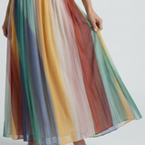 Vestido Maxi de Rayas Multicolor sin Tirantes
